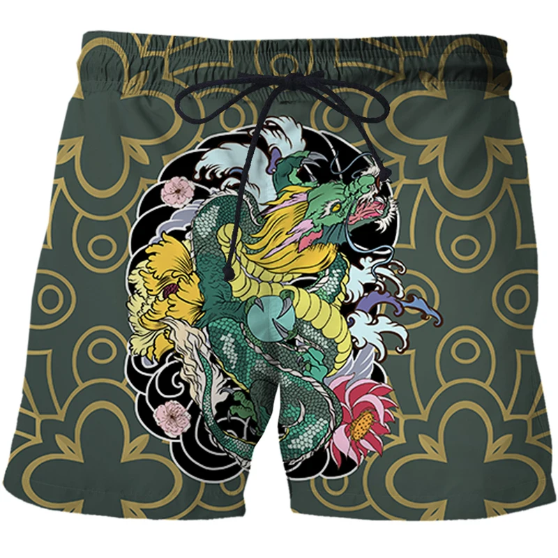 

Шорты-плавки мужские/женские с 3D-принтом китайского дракона, быстросохнущие пляжные повседневные спортивные короткие штаны, лето 2022
