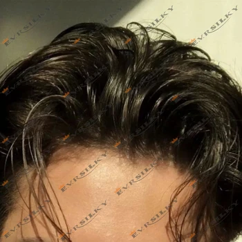 شعري طبيعي فائق التحمل ميكروسكين جلد رقيق بني أسود رمادي 1B40 1B65 شعر مستعار للرجال شعر مستعار شعري اصطناعي هيربيسي