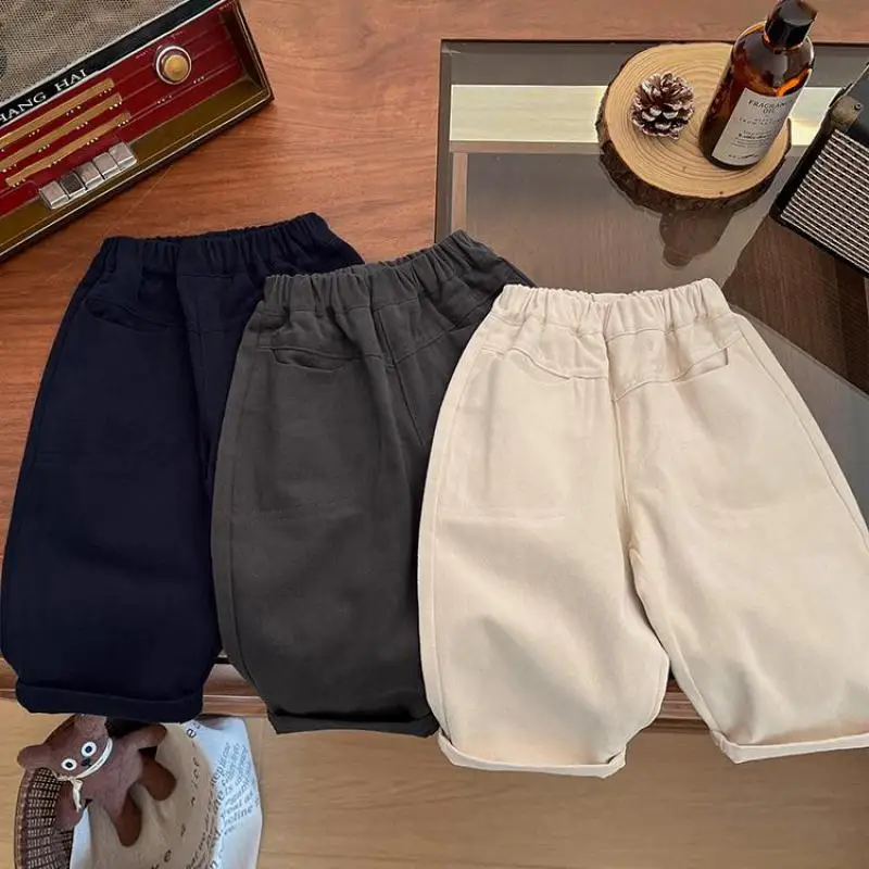 

2025 Autumn New Baby Casual Pants Cotton Girls Loose Trousers Solid Boys Harem Pants Infant Straight Pants Toddler Clothes