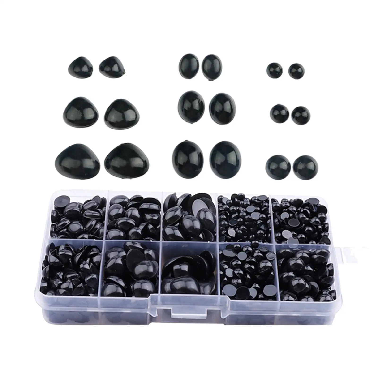 1000x Black Plastic Safety Eyes and Noses DIY Crafts Doll Making Sewing Supplies Handmade Craft Doll Eyes for Stuffed Animals