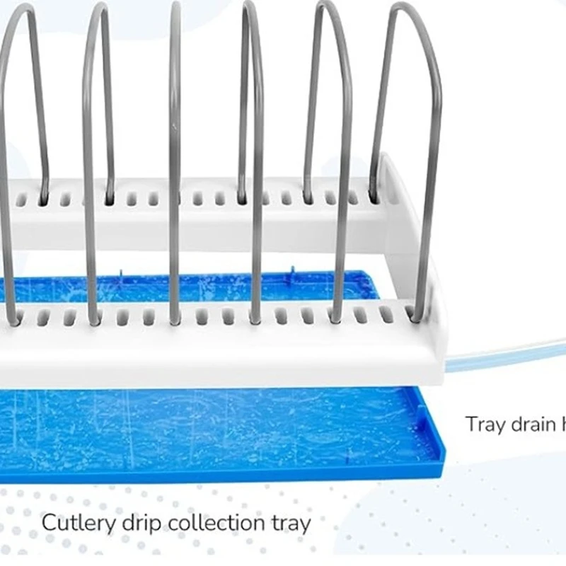 Small Dish Drying Rack for RV Kitchen Counter, Plate Lid Organizer for Keep Kitchen Tidy and Save Space with Hose Drain Retail