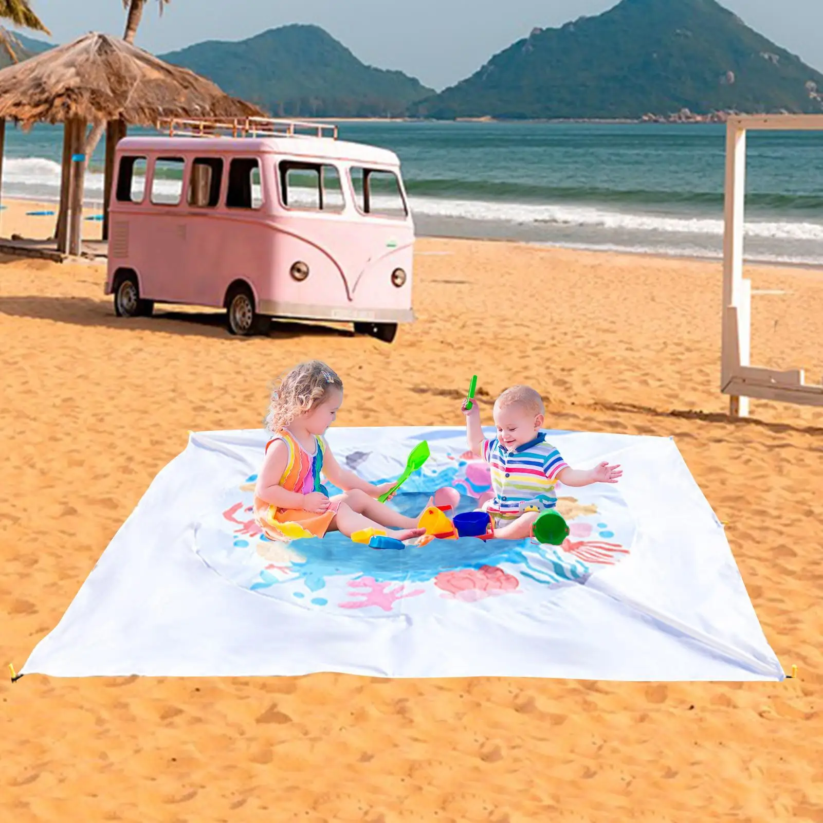 

Beach Puddle Pool Toddler Beach Blanket Paddling Pool with Carrying storage Bag Summer Outdoor Water Play Toy for Beach Picnic