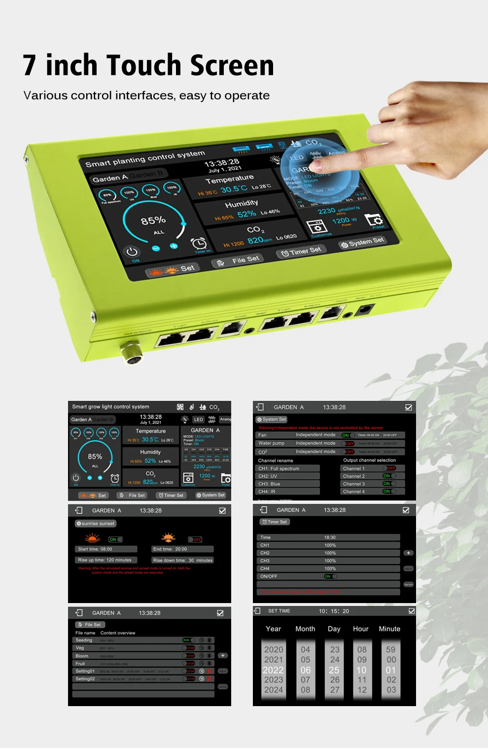 Intelligenter Controller für Pflanzenlampen, Terminal-Steuerungssystem für Pflanzenlampen, 7-Zoll-Touchscreen, Dual 4-Kanal, Mehrkanal-Dimmung – Detail 3
