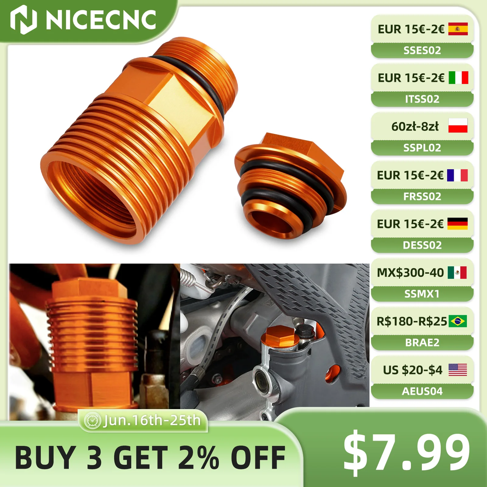 

NICECNC For KTM EXC 300 SX 125 XC 250 EXCF 350 SXF 450 XCF 2004-2016 Rear Brake Reservoir Extender Brake Fluid Cylinder Cover