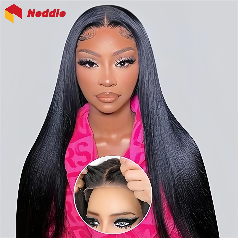 

200 Density Cheap Brazilian Glueless Black Straight Wigs 100% Human Hair 5x5 Hd Lace Frontal Wig on Clearance Sale Ready to Wear