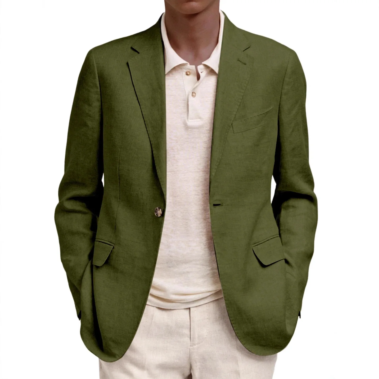 Blazer Men Coat Single Button Full Sleeve Turn Down Collar Blazers Thin Evening Work Casual Slim Fit Formal Jacket 2026 Spring
