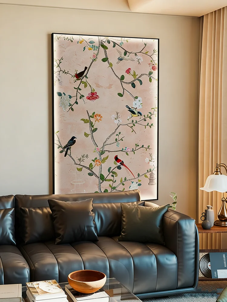 

Modern Medieval Style Foyer Hanging Paintings French High-end Entrance Corridor Decoration Paintings With Lights Creative Murals