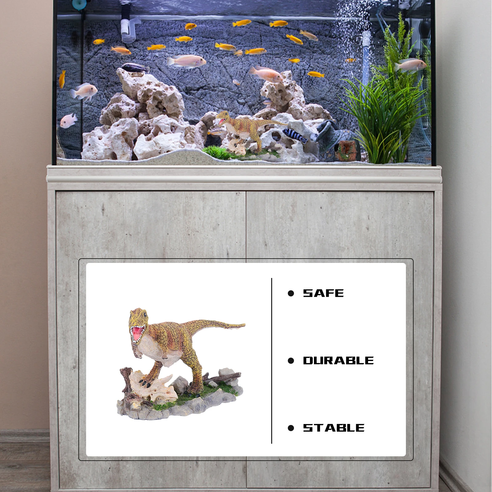 

Resin Artificial Dinosaur Aquarium Decoration Simulation Reptile Cage Ornament Fake Dinosaur Landscape Accessory