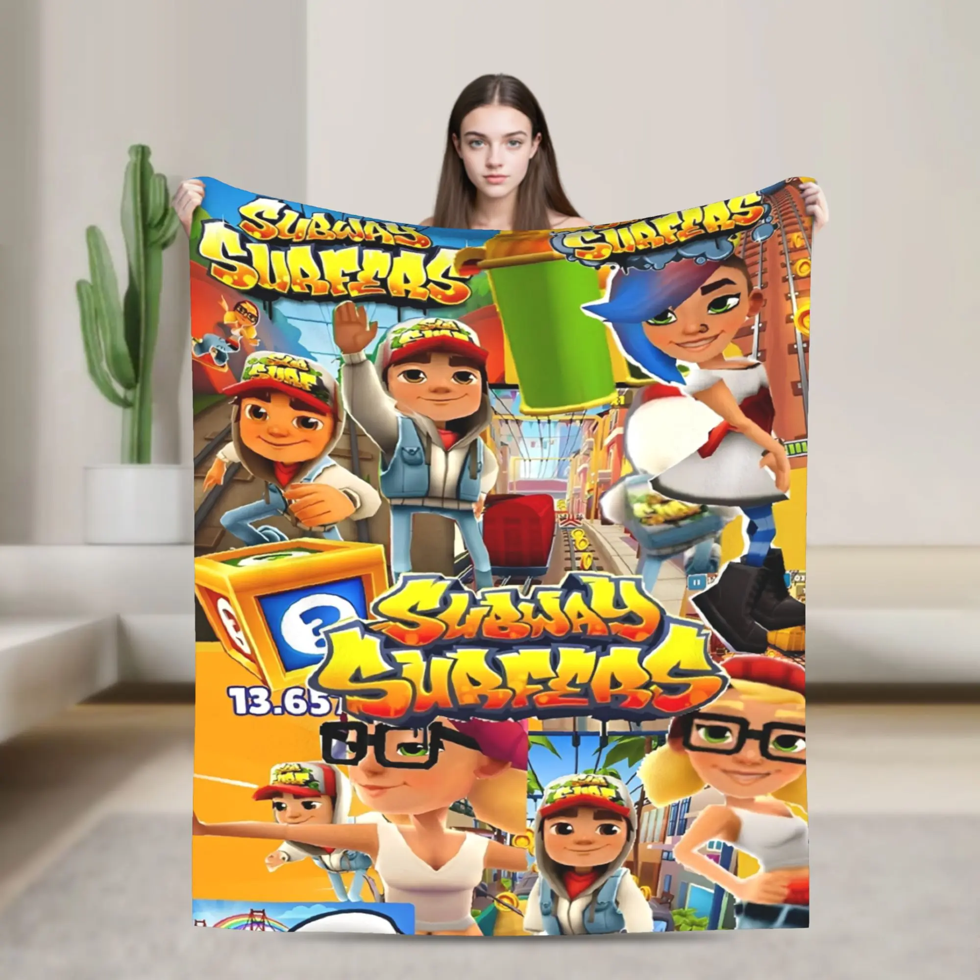 بطانية مطبوعة لعبة فيديو لمترو الأنفاق للرجال والنساء، بطانيات مريحة فائقة النعومة للسرير مقاس 50 × 60 بوصة، مقاسات متعددة #1