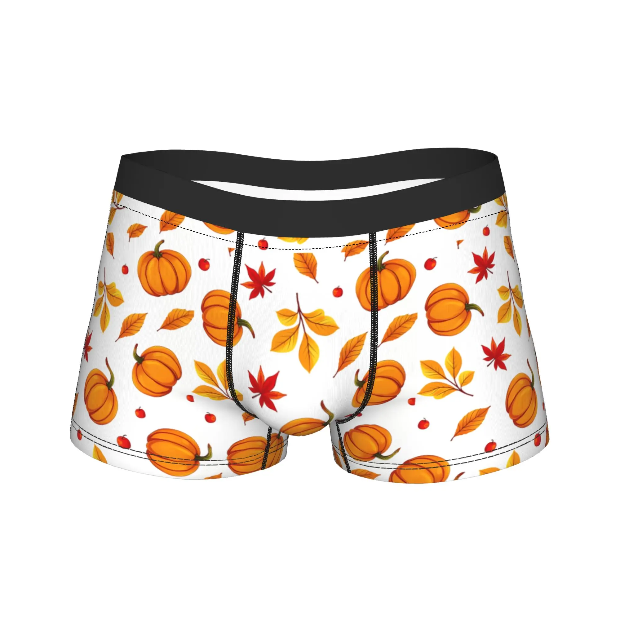 Men Cartoon Halloween Ghost Pumpkin Long Underwear  Novelty Boxer Briefs Shorts Panties Male Soft Underpants Plus Size