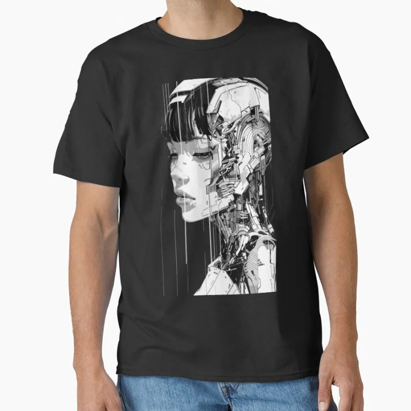

Replicant Cyberpunk Blade Runner Manga Ghost In The Shell Anime T Shirt Cyber Manga Graphic Tee Sci-Fi Aesthetic Y2K clothes