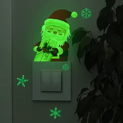 Luminous Santa Claus Switch Sticker Christmas Home Decoration Bedroom Living Room Decor Wallpaper Glow In The Dark Wall Decals