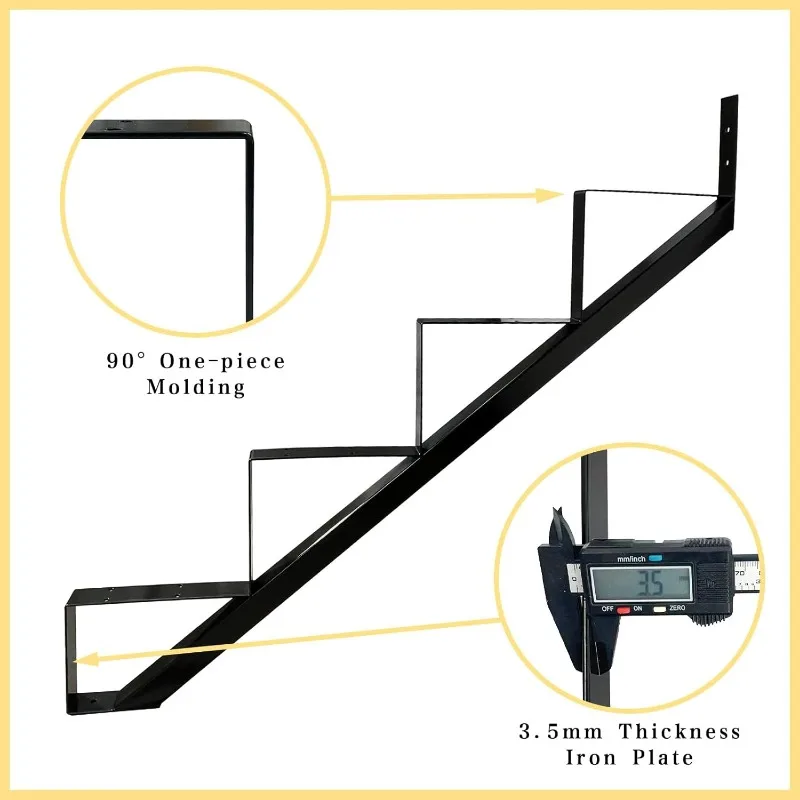 Treppenstufen-Stringer aus Metall, Stufen-Stahl-Riser-Stringer für Höhendeck (mattschwarz)