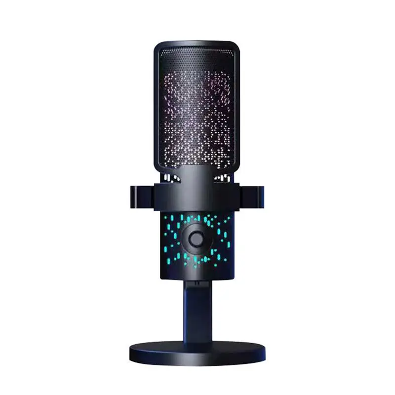 

Игровой микрофон JABS-RGB с кнопкой отключения звука, USB-интерфейсом для ПК, функцией шумоподавления и выходом на наушники для стриминга.