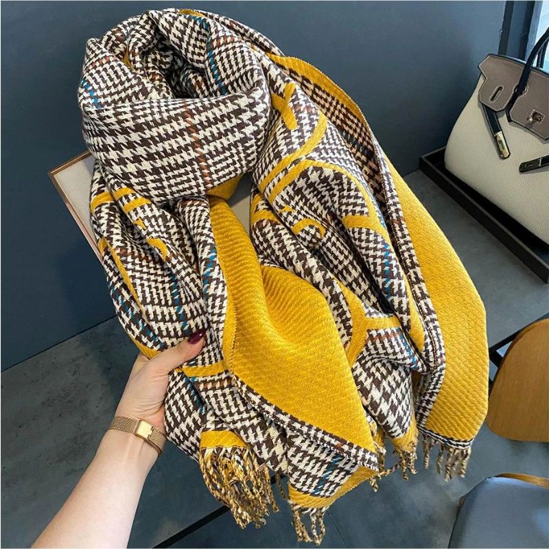 

Design Winter Warm Women Scarf Luxury Floral Thick Shawl Wraps Bufanda Pashmina Blanket Scarves for Lady Poncho Bandana Echarpe