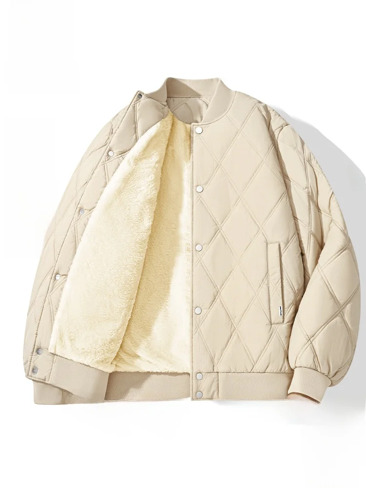 

Утепленная бейсбольная куртка Fce Lined для молодежи, зимнее теплое хлопковое пальто, мужская и женская верхняя одежда с ромбовидным узором, приталенный крой