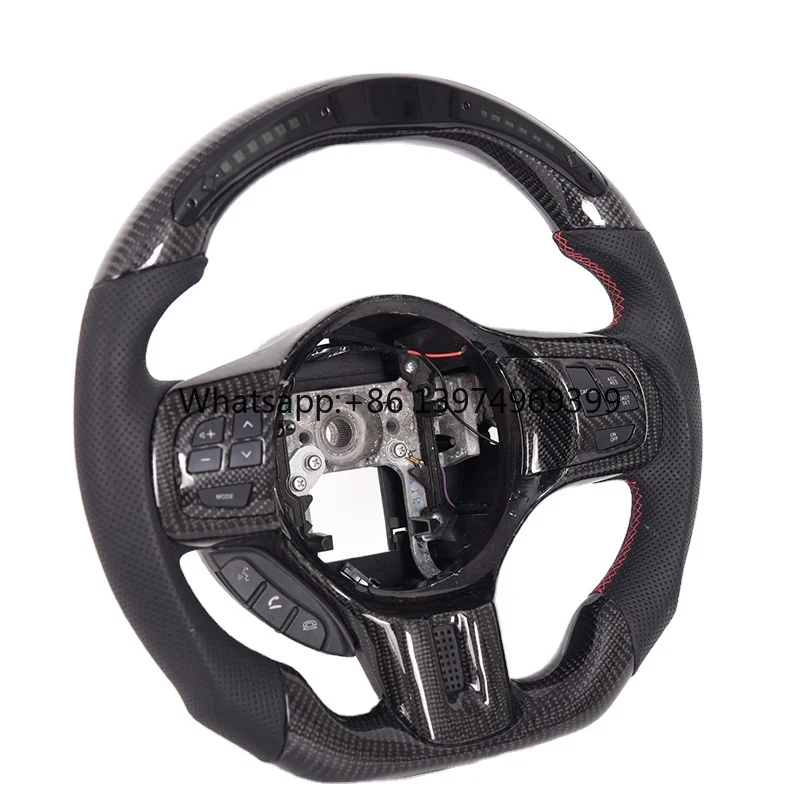 Руль Carbonstep Glossy Racing из глянцевой кожи с LED-дисплеем для Mitsubishi EVO X, руль из углеродного волокна.