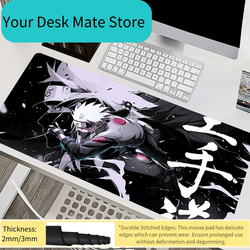 Mousepad Laptop Mouse Pad Office PC Accessories Keyboard Pad Rubber Cup Mat Soft Mouse Mat Naruto Kakashi Hatake Large Desk Mat