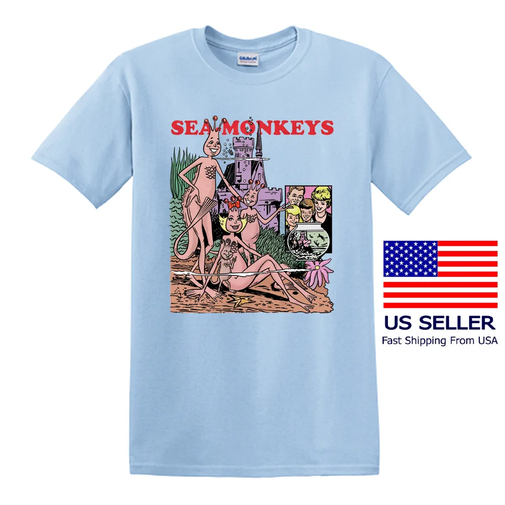 

Sea Monkeys Comic Books Cartoon Men's Light Blue T-shirt Size S to 5XL