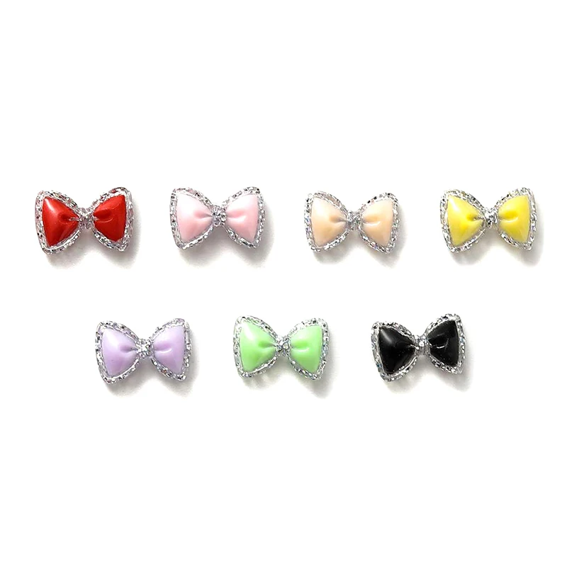 Bow Nail Accessories Glow-in-the-dark Bow Tie Nail Decoration Flat Bottom Drill DIY Resin Nail Material