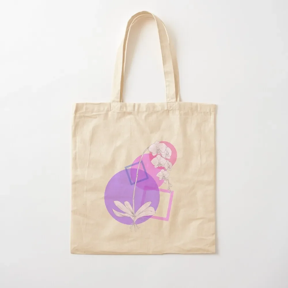 

80's purple orchid design Tote Bag woman shopping bag women bag foldable reusable