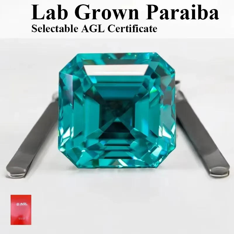 

Par-Asscher Cut Lab Grown Paraiba Charm Gemstone For Jewelry Making Inlay Ring Necklace Bracelet Selectable AGL Certificate