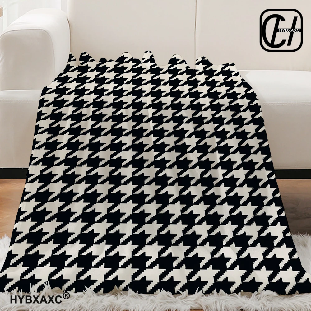 Flannel Classic Houndstooth Plaid Blankets Soft Cotton Sofa Knitted Throw Blanket Bed Single Queen King Bedspread Quilt Blankets