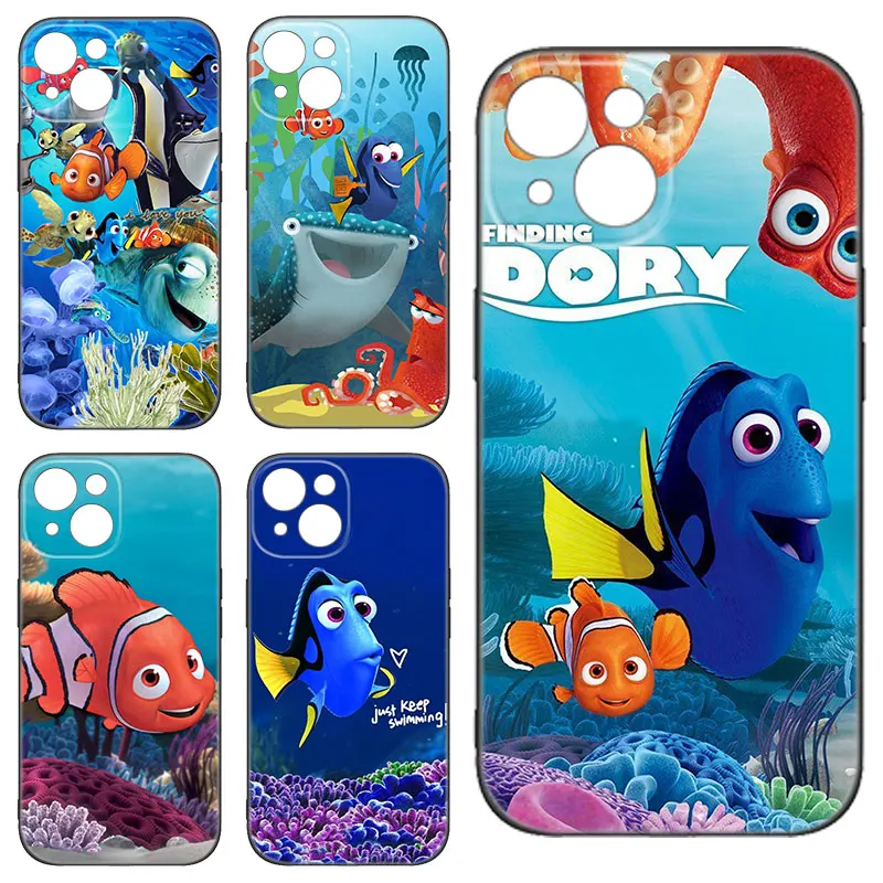 Disney Finding Nemo Dory Black Silicone Phone Case For Apple iPhone 12 13 Mini 11 14 15 Pro Max 7 8 Plus X XR XS SE 2020 2022