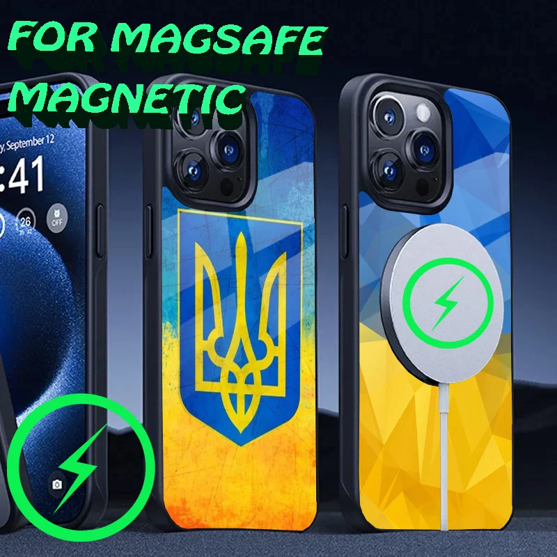 U-Ukraine Flag Phone Case For iPhone 16,15,14,13,12,11,Plus,Pro,Max Mini Magsafe Magnetic Wireless Charging