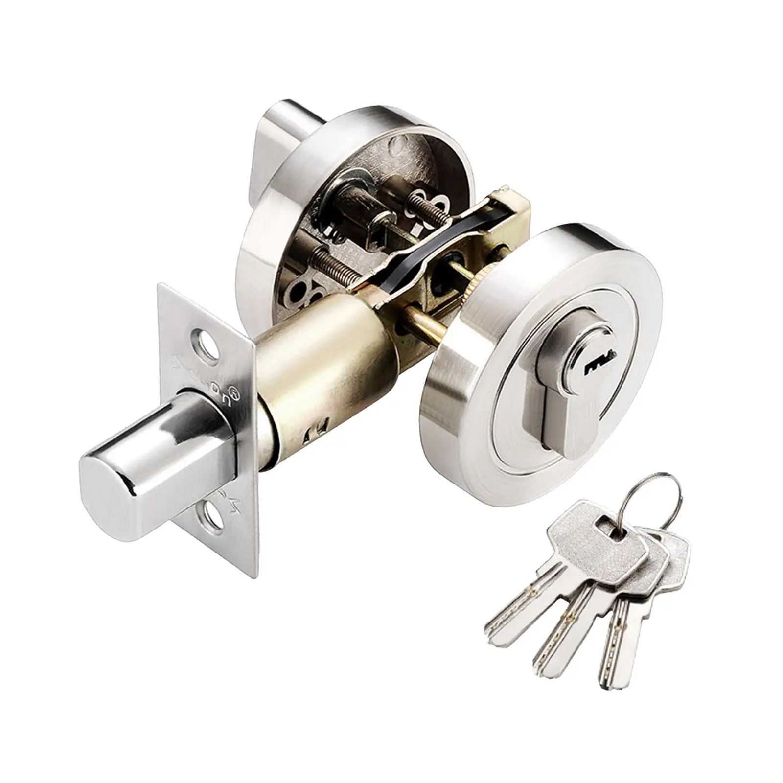 Deadbolt Door Lock with Keys for Gate Door Knobs Single Cylinder Deadbolt for Flat Home Living Room Bathroom