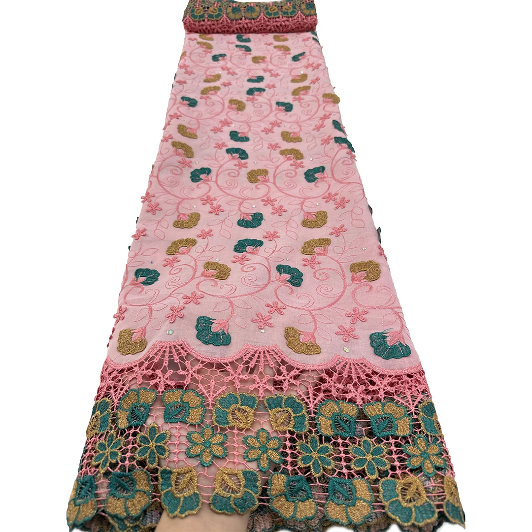 2026Latest Swiss Voile Lace 3D Flower Applique African Embroidered Lace Cotton Fabric Super Quality Wedding Garment Sewing Cloth