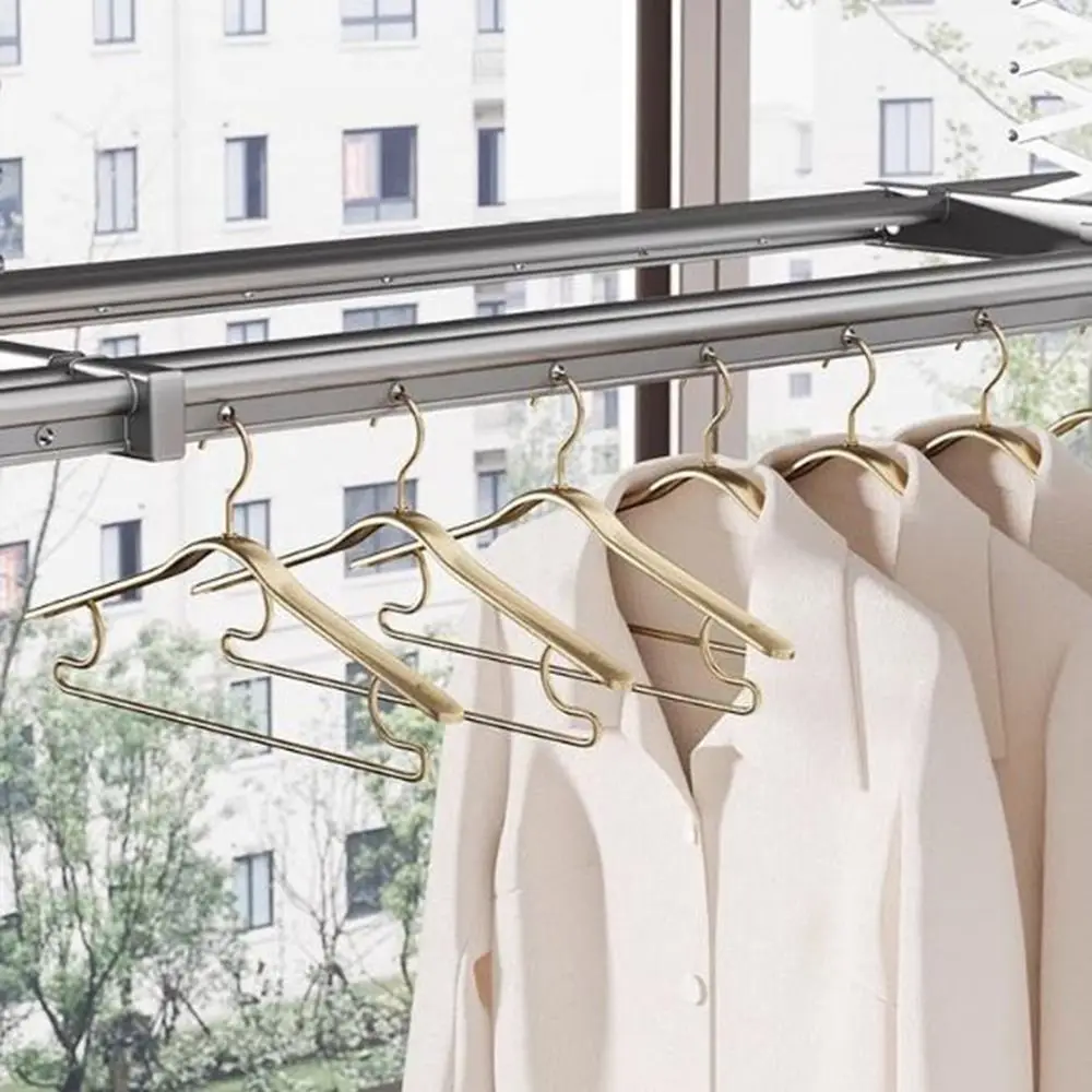 

Gold Aluminum Alloy Hanger Seamless Rust Proof Clothes Hanging Rack Space Saving Wide Shoulder Clothes Hangers Wardrobe