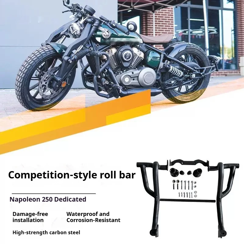 For Benda Napoleon 250 Retro Crash Bar Carbon Steel Engine Guard Reflective No-Drill Accesorios Moto