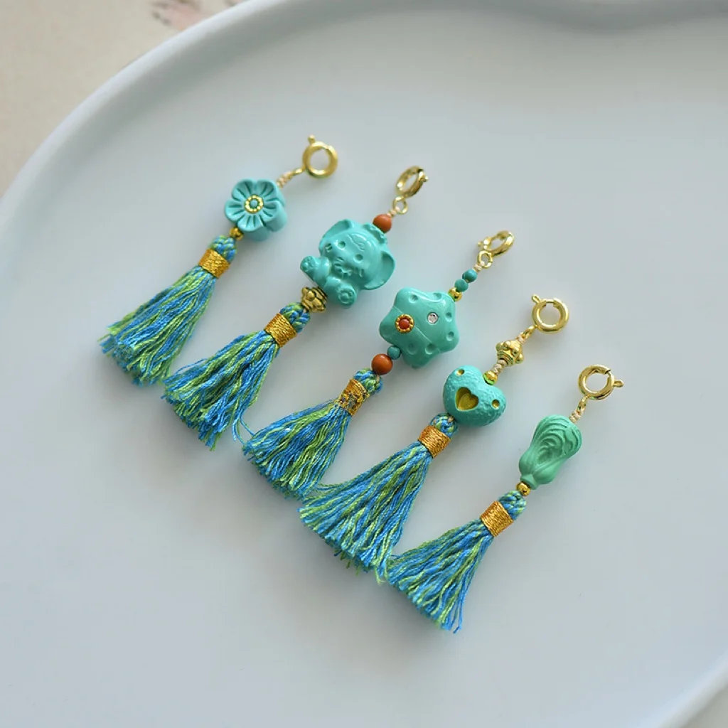 

Серьги-подвески в виде цветка лотоса из магнезита и бирюзы, с бусинами и кисточками, для самостоятельного изготовления, аксессуары Wenhua