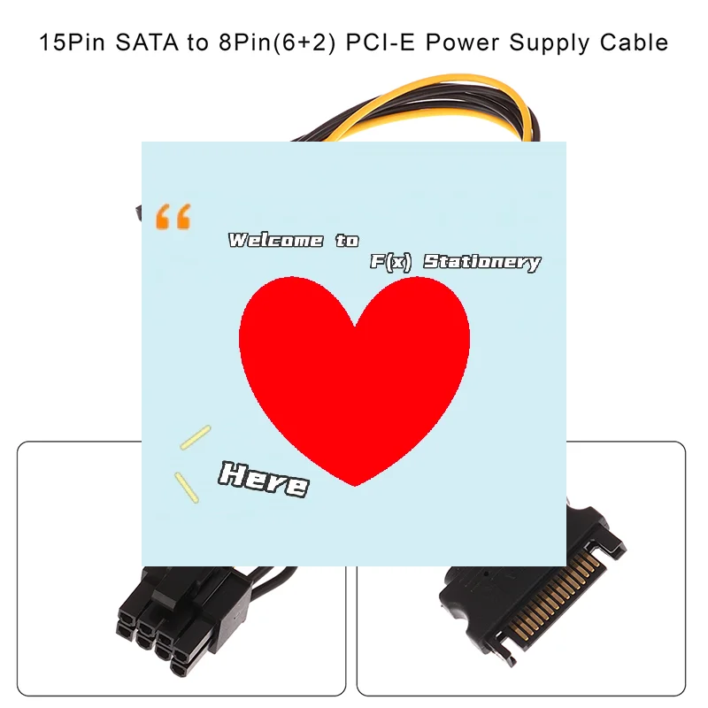 1Pc 15Pin SATA Male To 8Pin(6+2) PCI-E Power Supply Cable 20cm Graphics Card Power Converter Cable-F(x)