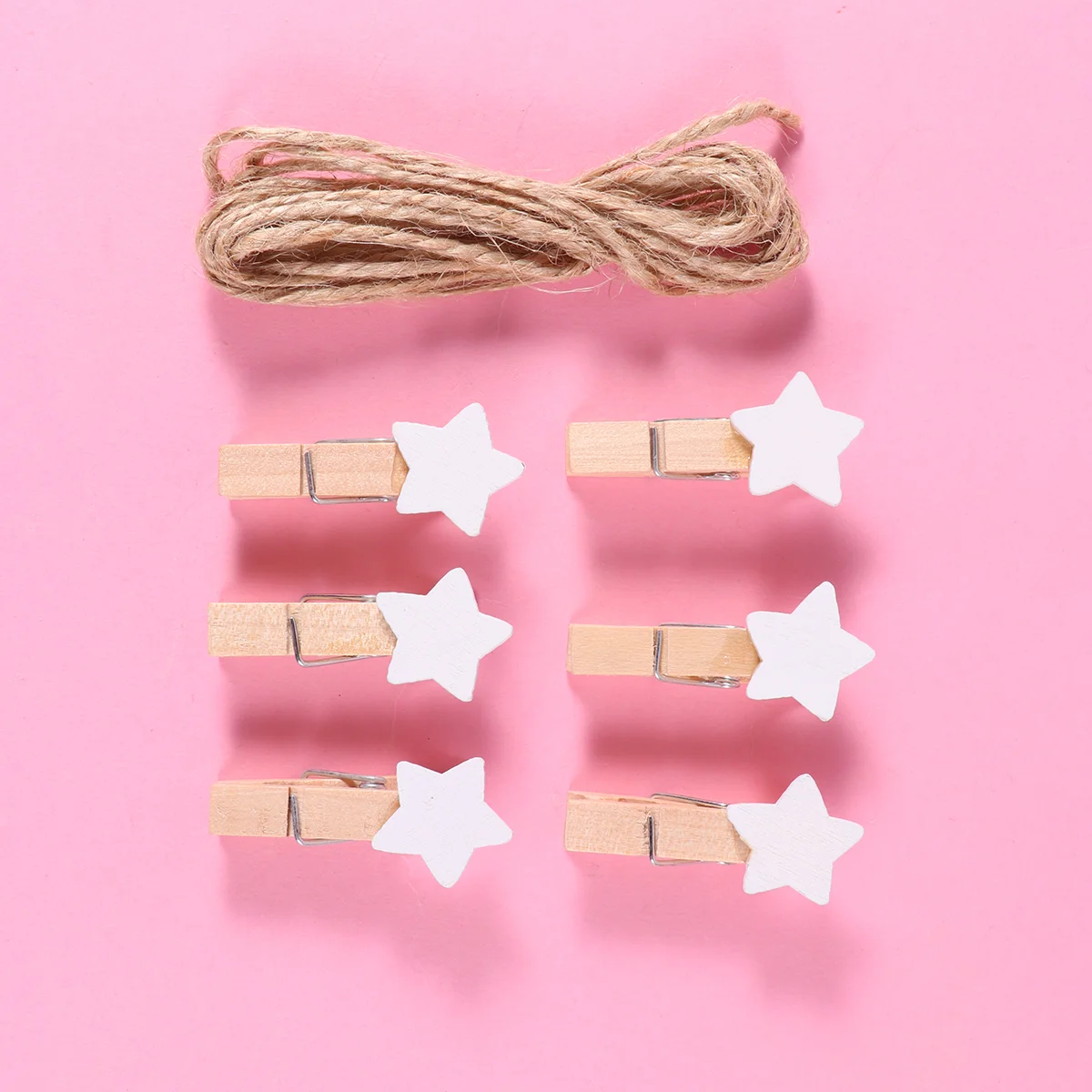 100pcs 35cm Wood Clip Clamp Photo Mini Clip Star Shape Message Note Memo Clip (White) Wooden Clips Photo Clip