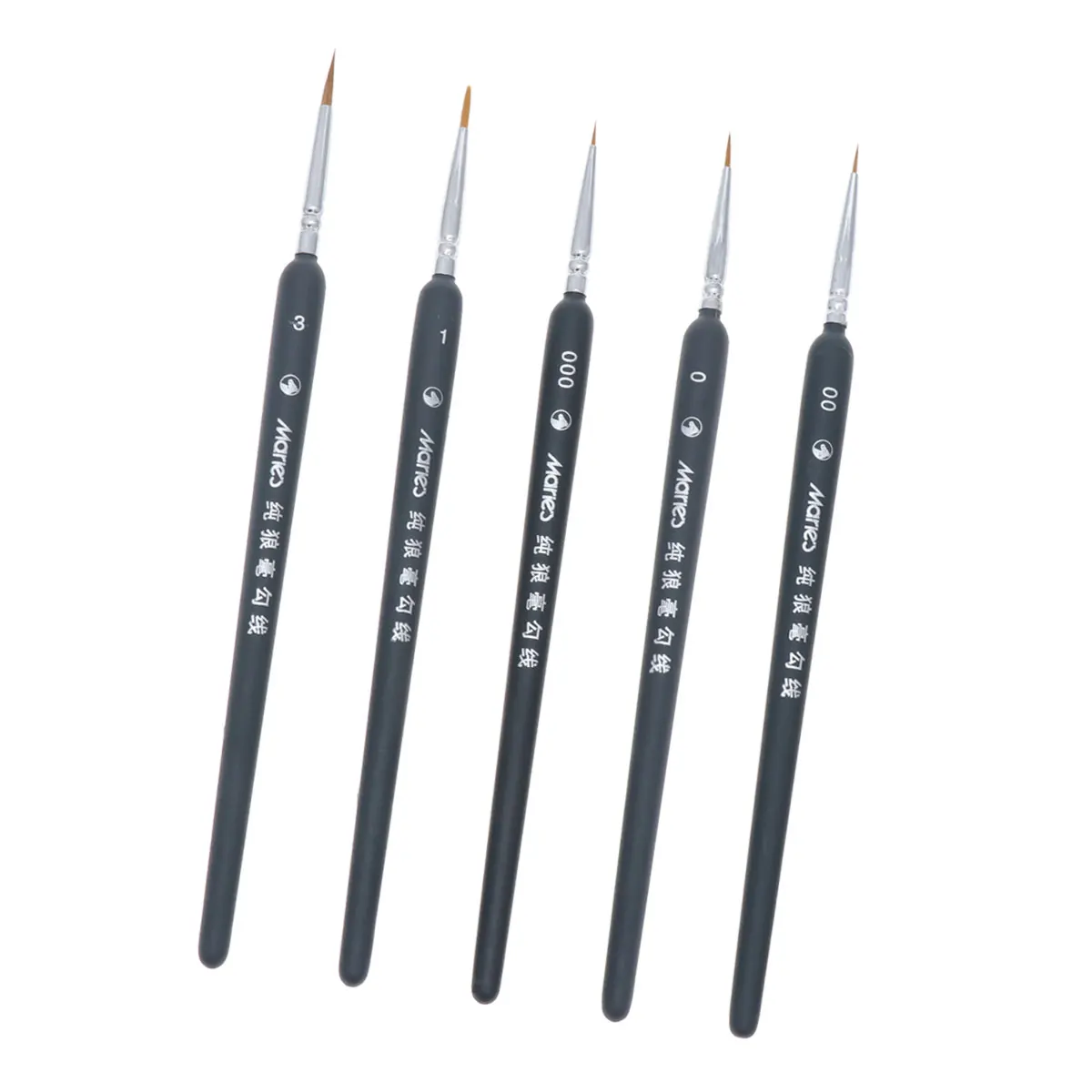 

5 Wolf Hair Detail Paint Brushes 000-3 Sizes Fine Crafts Miniature Painting Student Black Set