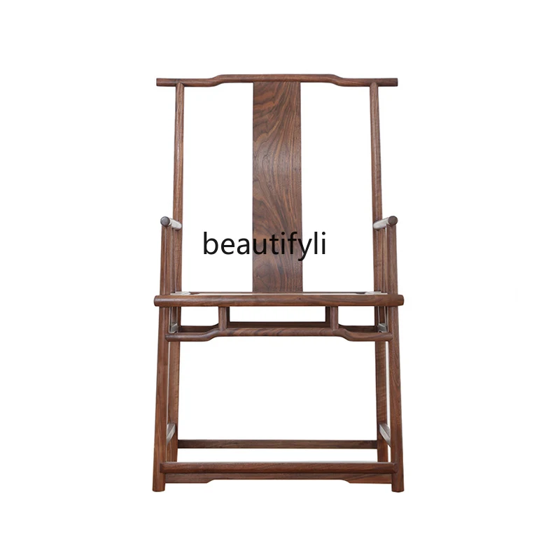 Offical Hat Chair Solid Wood New Chinese Retro Tea Chair North Living Room Sun Tanning Walnut Antique Chair