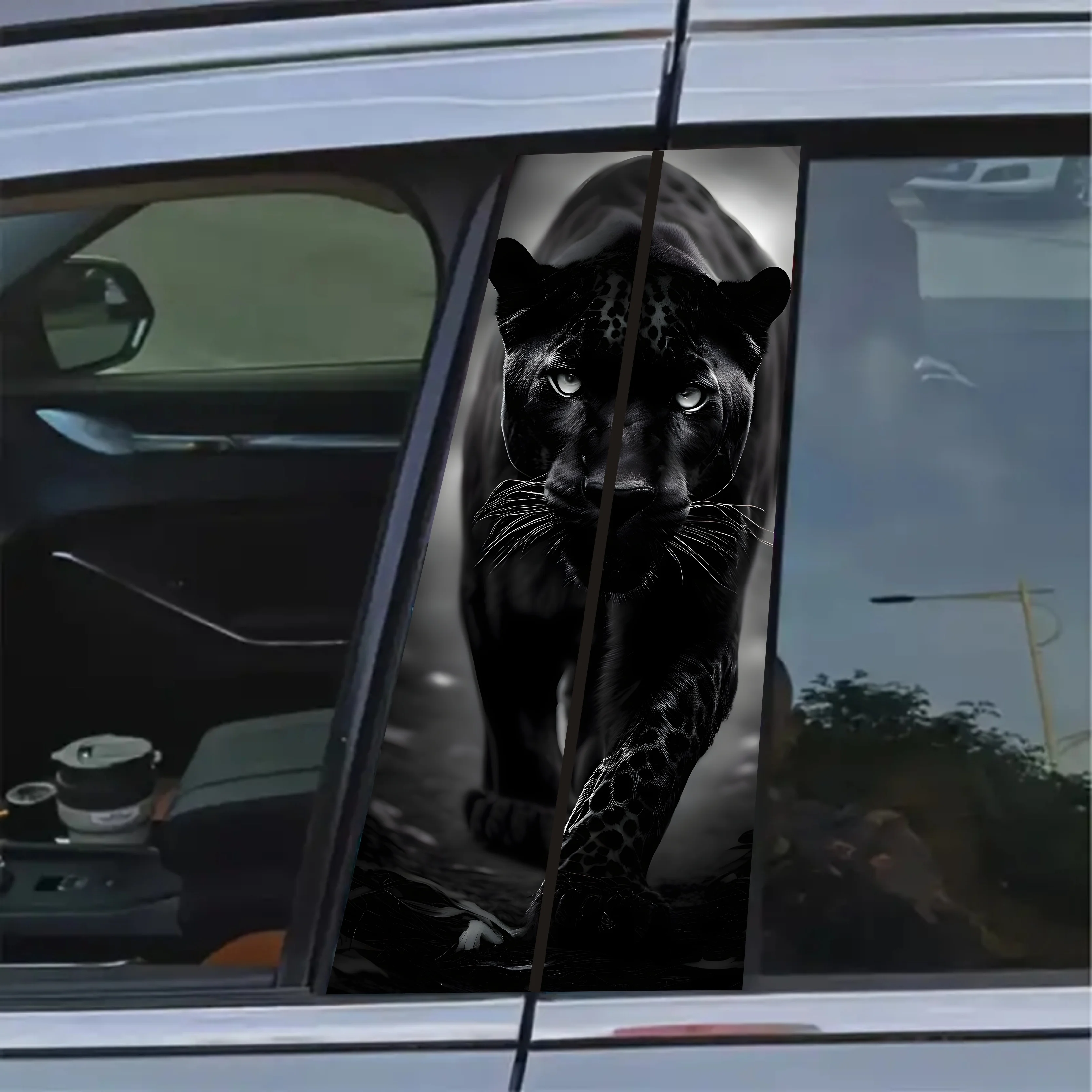 

2-piece set, Panther car B-pillar decal, waterproof and scratch-proof, suitable for door B-pillar, natural animal theme car