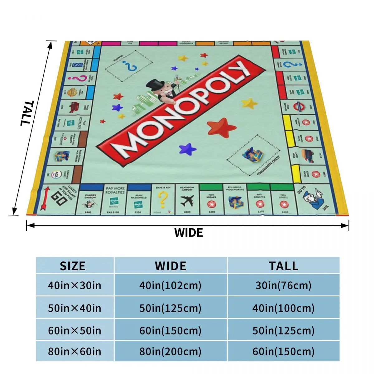 Monopoly Board Game Classic An Ultra-Soft Micro Fleece Blanket