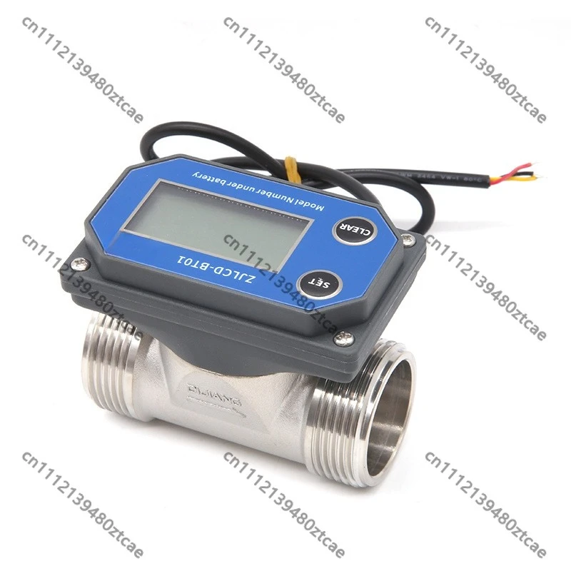 DN32 304SS Portable Paddle Wheel Liquid Flow Meter Battery Powered Display 40-460 Multiple Units