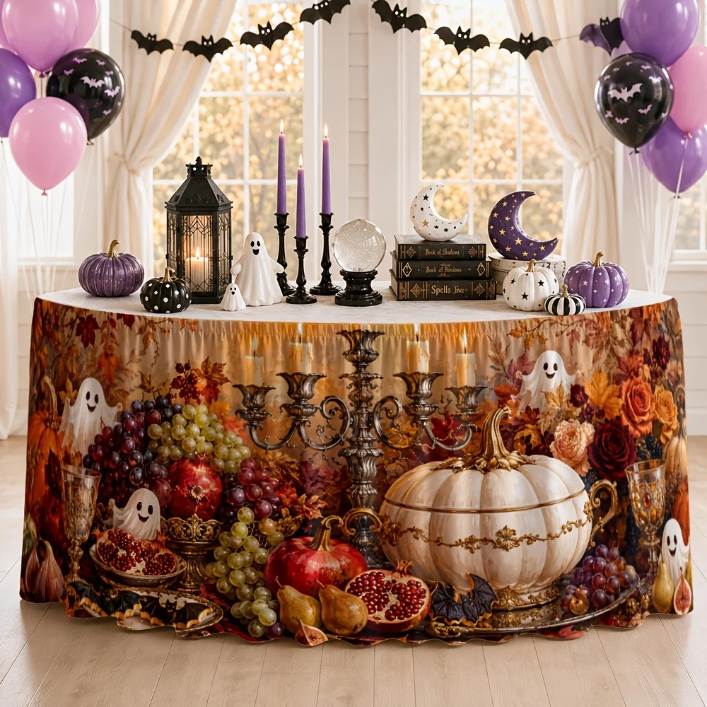 Tablecloth 1 piece. Decorative for autumn harvest festival dinner table. Thanksgiving celebration. Halloween party.xzj