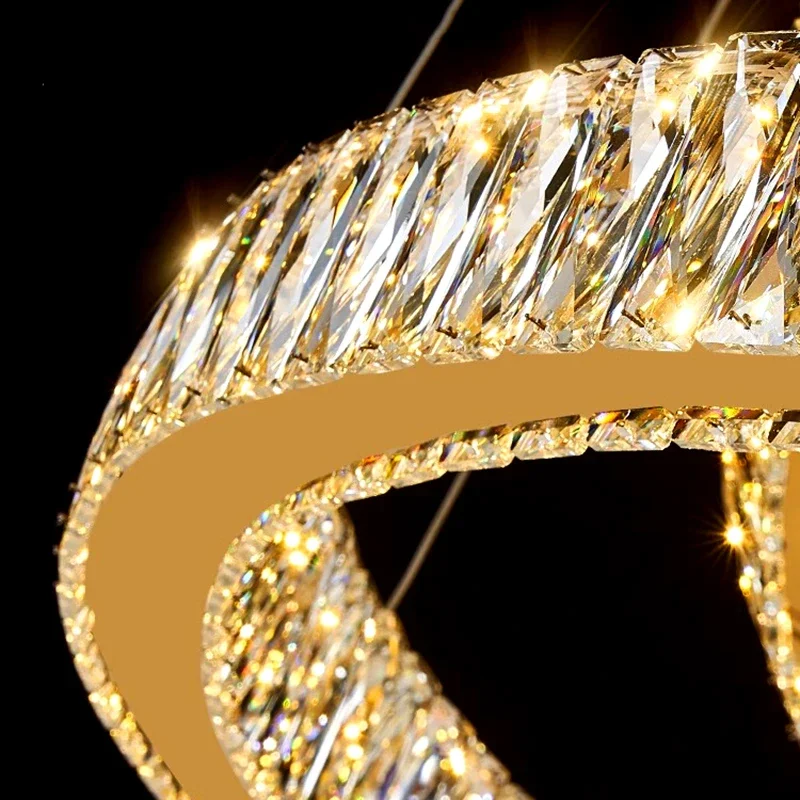 ثريا كريستالية لتزيين المنزل الحديث، مصباح قلادة للدرج، أضواء قلادة لغرفة المعيشة، إضاءة داخلية