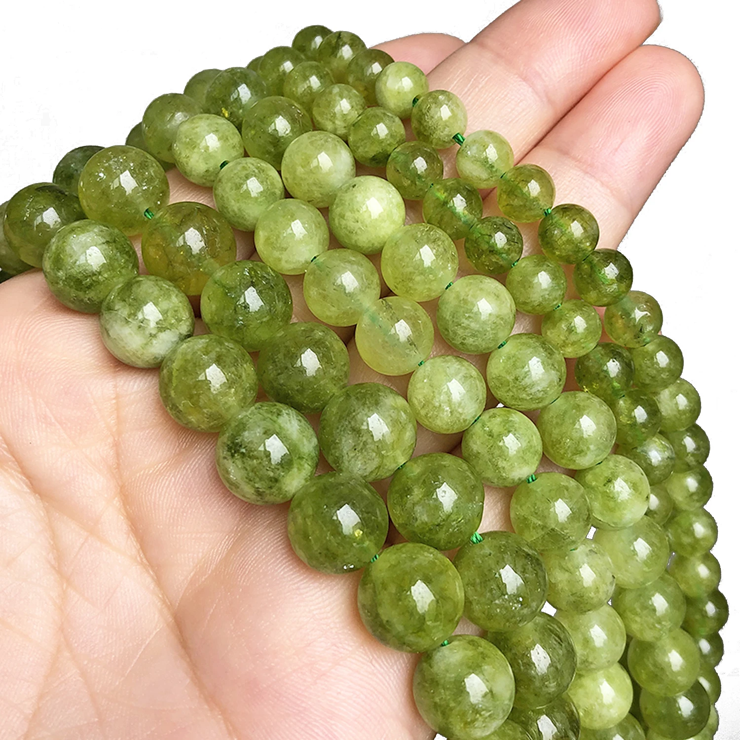 6-10mm Peridot Olivine Green Crystal Beads Diy Round Loose Spacer Beads for Jewelry Making DIY Bracelet Necklace  Accessories