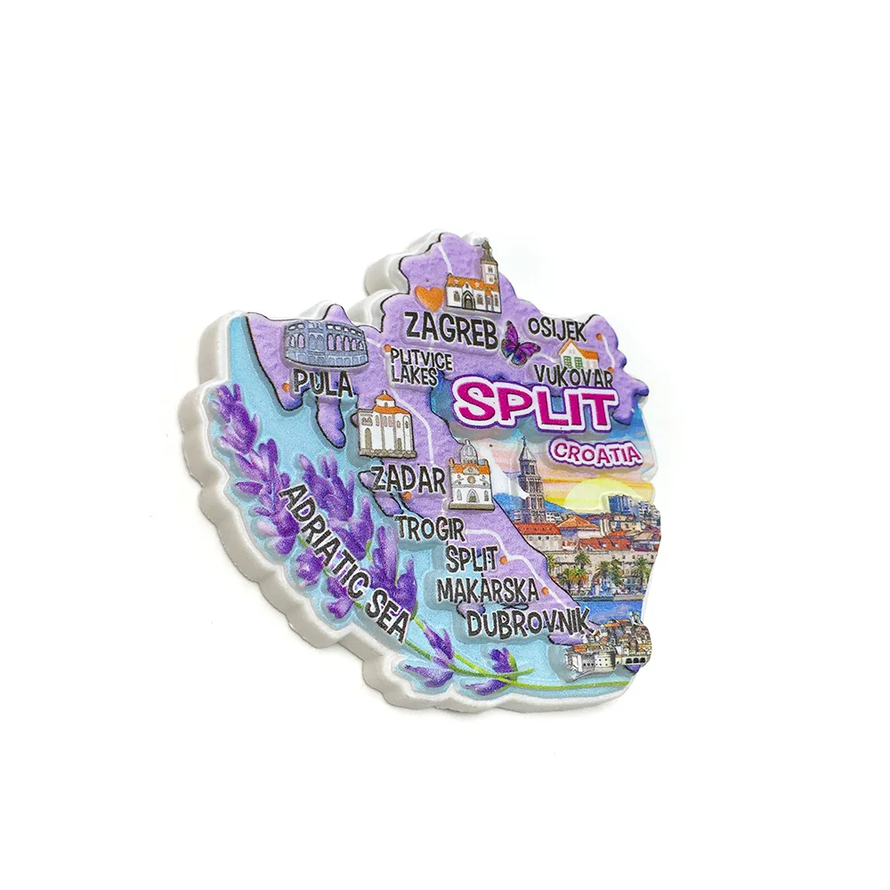 مغناطيس سفر كرواتيا ثلاثي الأبعاد من الراتنج مع سبليت، زغرب، دوبروفنيك، بحر أدرياتيك والمزيد - مغناطيس ثلاجة مزخرف لديكور المطبخ #4