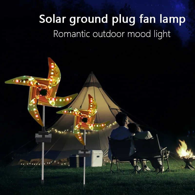 Solar Powered Outdoor Windmill Lamp Luzes do feriado, Spot Light, impermeável Night Light, Decoração do jardim, 32 LEDs