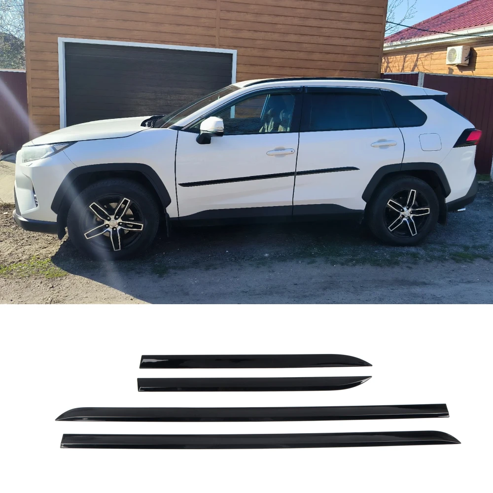 Car Accessories Fit for Toyota RAV4 2019 2020 2021 2022 ABS Side Door Body Anti-scratched Protector Molding Trim 4pcs