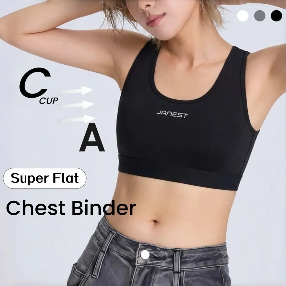 Janest Seamless Chest Binder Minimizer for Large Bust Mesh Back Breathable Sports Bra for Yoga Exercise Slimming