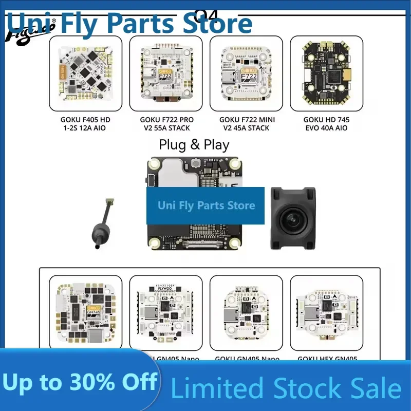 UniFlyFlywoo GOKU HEX GN405 Nano HD 20A Stack V3 TXCO ELRS 2.4G Plug&Play O4 O4 Pro 16x16mm FPV Drone Flight Controller ESC Stac