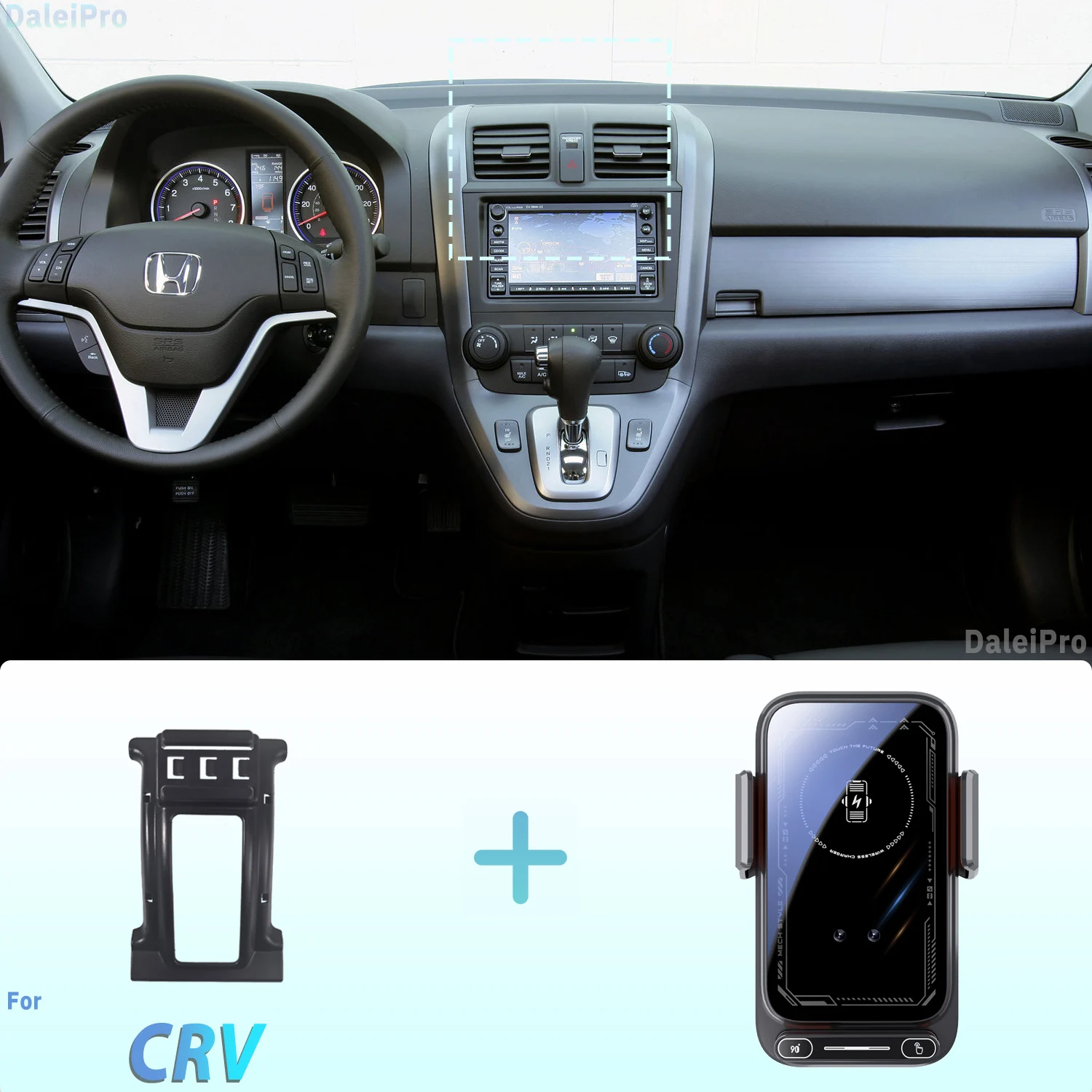 Suporte Magnético para Telefone para Honda CRV CR-V 2007-2011 com Carregamento Sem Fio e Liberação com Um Toque Qi